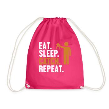 Eat Sleep Catch Repeat Kaulquappe Laubfrosch - Turnbeutel - Fuchsia - Vorne