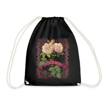 Roses millésimées, roses Redoute, illustration antique - Sac de sport léger - noir - Devant