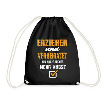 Erzieher und Verheiratet - Turnbeutel - Schwarz - Vorne