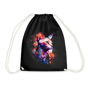 Watercolor Siamese Cat Colorful Siam Cats Lover - Turnbeutel - Schwarz - Vorne