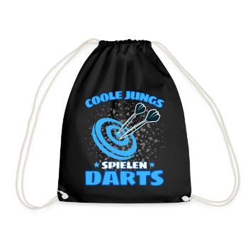 COOLE JUNGS SPIELEN DARTS! Dart Dartspieler Darts - Turnbeutel - Schwarz - Vorne