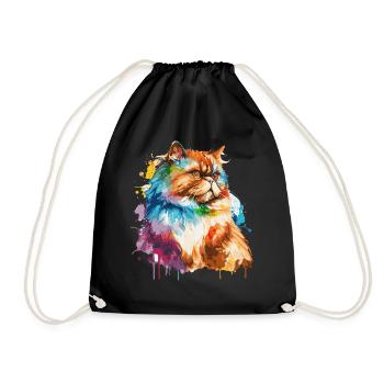 Aquarelle Chat Persan Coloré Chats Persans Amoureux - Sac de sport léger - noir - Devant
