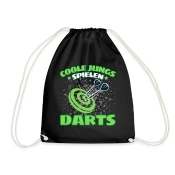 COOLE JUNGS SPIELEN DARTS! Dart Dartspieler Darts - Turnbeutel - Schwarz - Vorne
