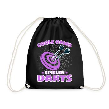 COOLE OMAS SPIELEN DARTS! Dart Dartspieler Oma - Turnbeutel - Schwarz - Vorne