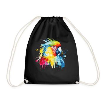 Watercolor Red Macaw Parrot Colorful Bird Lovers - Turnbeutel - Schwarz - Vorne