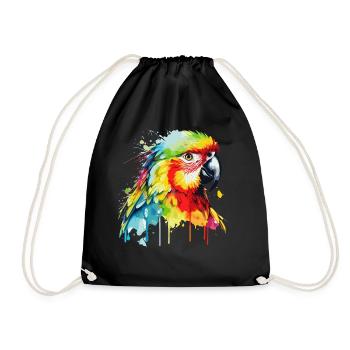 Watercolor Red Macaw Parrot Colorful Bird Lovers - Turnbeutel - Schwarz - Vorne