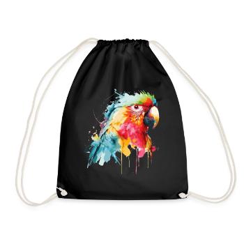 Watercolor Red Macaw Parrot Colorful Bird Lovers - Turnbeutel - Schwarz - Vorne