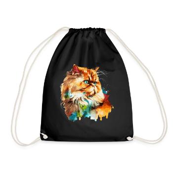 Aquarelle Chat Persan Coloré Chats Persans Amoureux - Sac de sport léger - noir - Devant