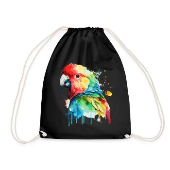 Watercolor Red Macaw Parrot Colorful Bird Lovers - Turnbeutel - Schwarz - Vorne