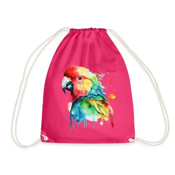 Watercolor Red Macaw Parrot Colorful Bird Lovers - Turnbeutel - Fuchsia - Vorne