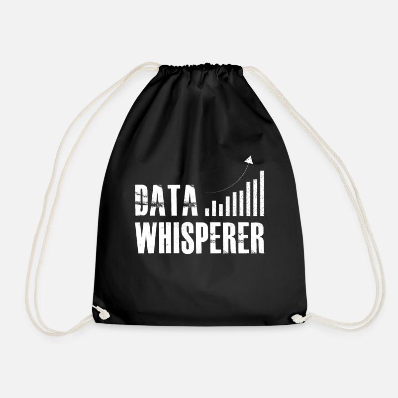 Data Whisperer Science Analyst Software Engineer - Drawstring Bag - black