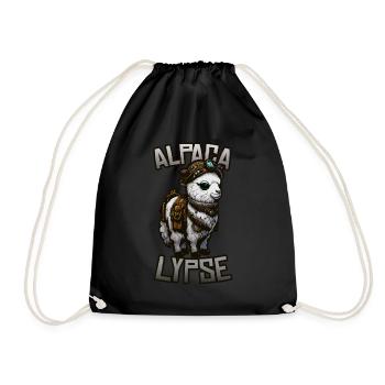 Alpacalypse - Steampunk Alpaca in the Apocalypse - Drawstring Bag - black - Front