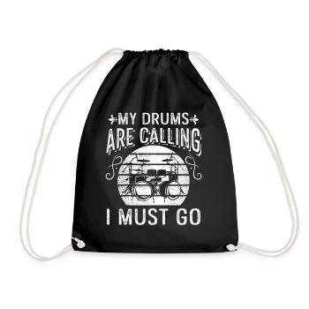 Musicien batteur drôle - Mes tambours m’appellent I Mu - Sac de sport léger - noir - Devant