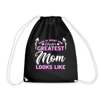 So sieht die beste Mama der Welt aus - Muttertag - Turnbeutel - Schwarz - Vorne