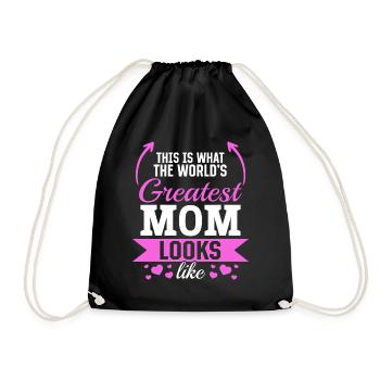 So sieht die beste Mama der Welt aus - Muttertag - Turnbeutel - Schwarz - Vorne