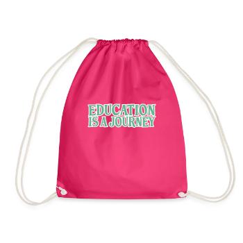 Training Learning Travel Saying - Drawstring Bag - fuchsia - Front
