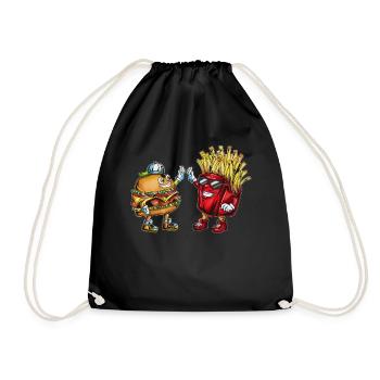 Burger Fan Food Fast Food Favorite Food Friends - Drawstring Bag - black - Front