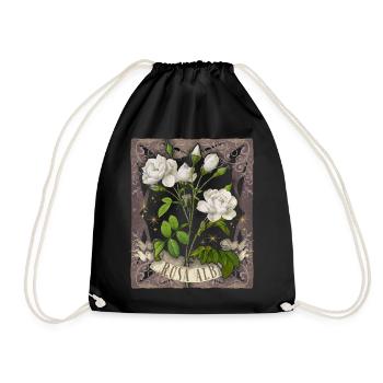 Vintage Rose, antique illustration, Redoute rose - Drawstring Bag - black - Front