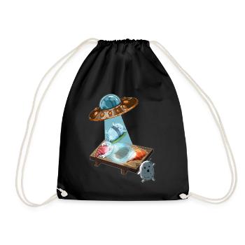 Japanese Sushi Kawaii Aisa Cuisine Rice Fish - Drawstring Bag - black - Front