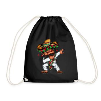 Dancing Mexican Mexico Dabbing Pocho Sobrero - Drawstring Bag - black - Front