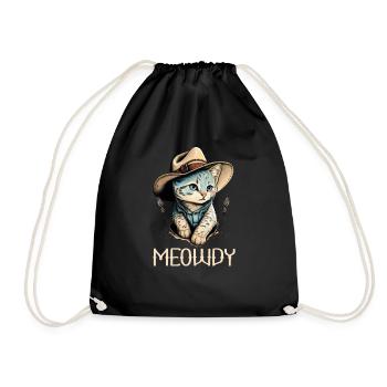 Meowdy Katze Howdy Meme Western Cowboy Kätzchen - Turnbeutel - Schwarz - Vorne