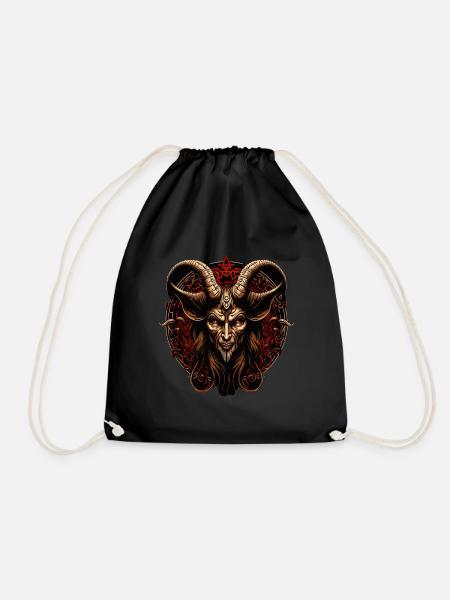 Baphomet Demon Satanic Goth Lucifer Occultist - Drawstring Bag - black