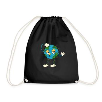 Cartoon Globe Funny Geography Teacher Geography - Drawstring Bag - black - Front