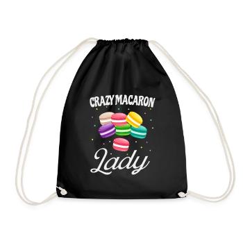 Verrückte Macaron Lady Lustiges Macarons Bäcker - Turnbeutel - Schwarz - Vorne