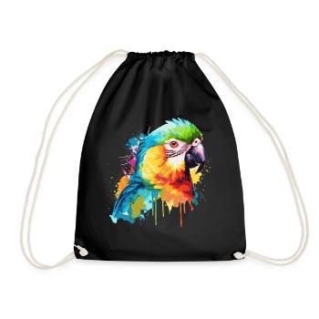 Watercolor Red Macaw Parrot Colorful Bird Lovers - Turnbeutel - Schwarz - Vorne