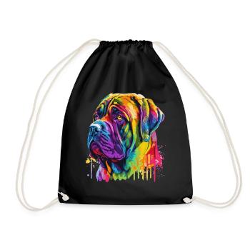 Watercolor English Mastiff Colorful Pet Mastiffs D - Turnbeutel - Schwarz - Vorne