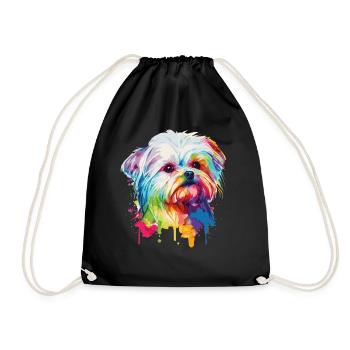 Mignon Malte coloré aquarelle animal de compagnie amoureux des chiens - Sac de sport léger - noir - Devant