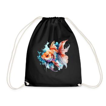 Watercolor Goldfish Colorful Aquarium Fish - Turnbeutel - Schwarz - Vorne