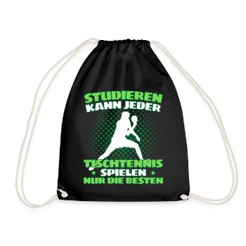 TISCHTENNIS IST WICHTIGER! Tischtennis Verein - Turnbeutel - Schwarz - Vorne