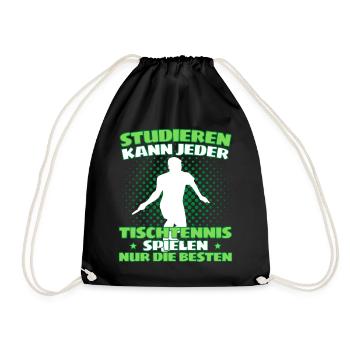 TISCHTENNIS IST WICHTIGER! Tischtennis Verein - Turnbeutel - Schwarz - Vorne