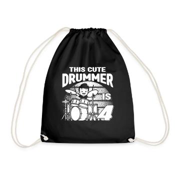 Birthday Drummer Boy - This Cute Drummer Is 4 Year - Turnbeutel - Schwarz - Vorne