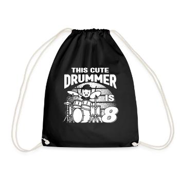 Birthday Drummer Boy - This Cute Drummer Is 8 Year - Turnbeutel - Schwarz - Vorne