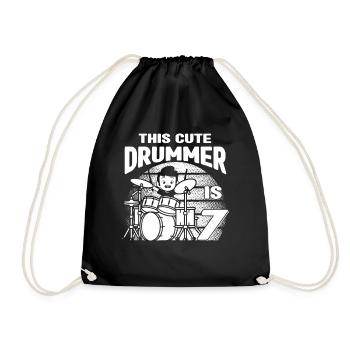 Birthday Drummer Boy - This Cute Drummer Is 7 Year - Turnbeutel - Schwarz - Vorne