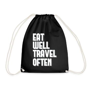Bien manger Voyager souvent Touriste Voyageur du Monde - Sac de sport léger - noir - Devant
