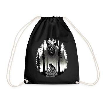 Grizzly Bear Bear Valknut Wotansknoten Forest Vikings - Drawstring Bag - black - Front