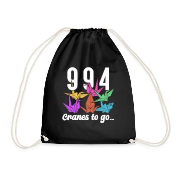 Origami Paper Crane Wishing Japanese Paper - Drawstring Bag - black - Front