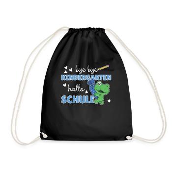 bye bye Kindergarten hallo Schule Frosch - Turnbeutel - Schwarz - Vorne