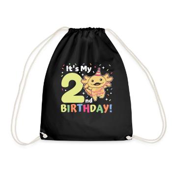 Axolotl pour les enfants de 2ème anniversaire deux ans - Sac de sport léger - noir - Devant