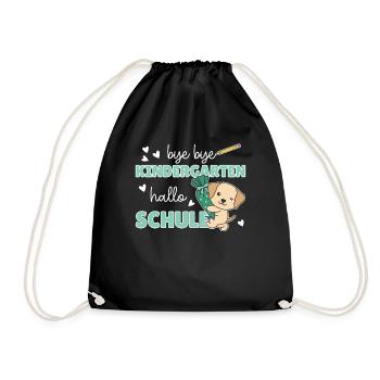 bye bye Kindergarten hallo Schule Labrador - Turnbeutel - Schwarz - Vorne
