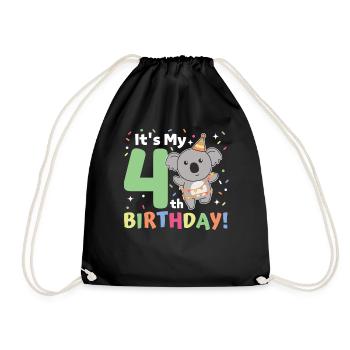 Koala for 4th birthday Children four years old - Drawstring Bag - black - Front