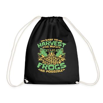 Want To Harvest As Much Frogs As Possible Frog - Drawstring Bag - black - Front