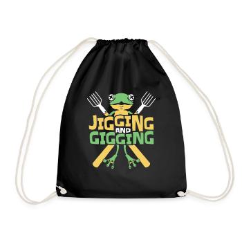 Jigging And Gigging Toad Tadpole Frog Catcher - Drawstring Bag - black - Front