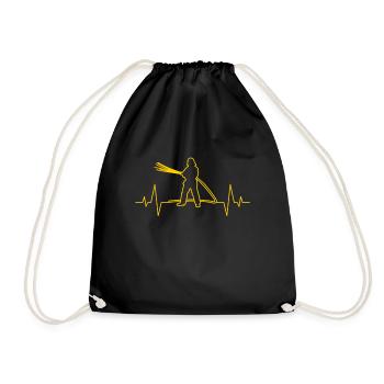 Firefighter heartbeat - Drawstring Bag - black - Front