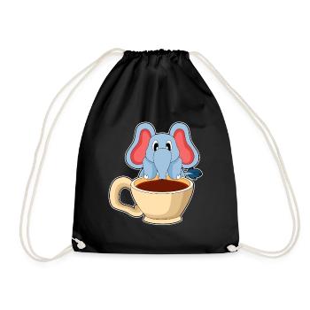 Elefant Tasse Kaffee - Turnbeutel - Schwarz - Vorne
