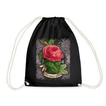 Illustration botanique vintage rose antique - Sac de sport léger - noir - Devant