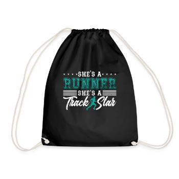 Track And Field She's A Runner She's Athletic - Drawstring Bag - black - Front